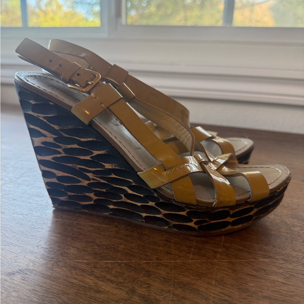 Miu Miu Cream Wedge Sandals